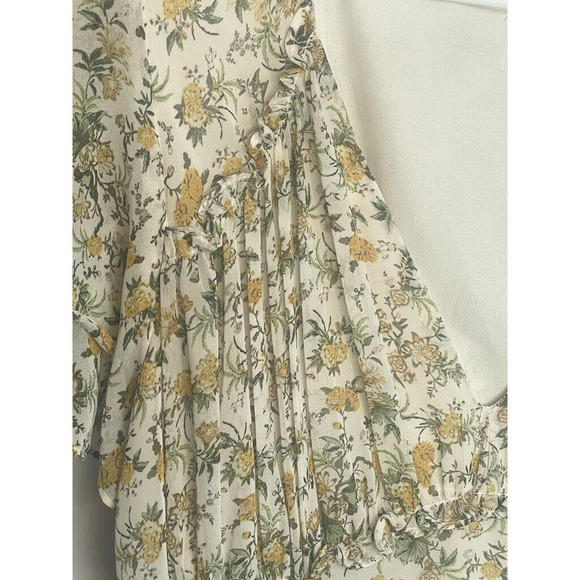 Max Studio Chiffon Ruffle Smocking Maxi Dress Women's Sz M Cottage Prairie Fairy - Picture 6 of 16